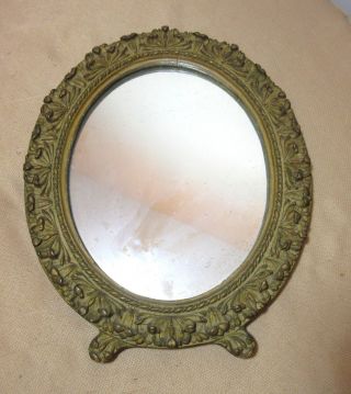 antique 1800 ' s ornate Victorian hand carved gilt gilded wood wall oval mirror 2