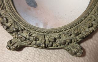 antique 1800 ' s ornate Victorian hand carved gilt gilded wood wall oval mirror 3