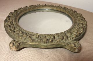 antique 1800 ' s ornate Victorian hand carved gilt gilded wood wall oval mirror 5