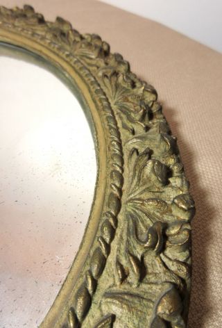 antique 1800 ' s ornate Victorian hand carved gilt gilded wood wall oval mirror 6