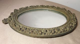 antique 1800 ' s ornate Victorian hand carved gilt gilded wood wall oval mirror 7