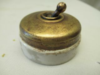Vintage Electric Switches Brass & Ceramic Porcelain Button Vitreous Collectib 10 4