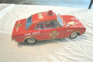 Fire Chief Car 47 Japan Tin Battery Operated Toy Car 2