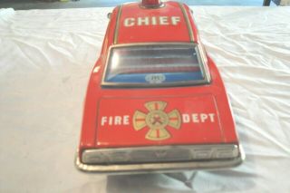 Fire Chief Car 47 Japan Tin Battery Operated Toy Car 3