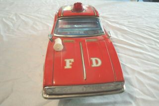 Fire Chief Car 47 Japan Tin Battery Operated Toy Car 4