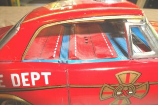 Fire Chief Car 47 Japan Tin Battery Operated Toy Car 7