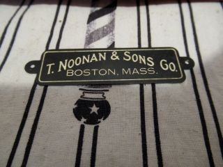 Vintage T.  Noonan & Sons Boston Barber Supply Brass Stamped Nameplate