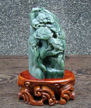 Natural Hetian Jade Jasper Hand - Carved Statue Scenery Exquisite Cert 0205