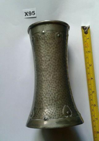 Arts And Crafts Hand Hammered Pewter Vase