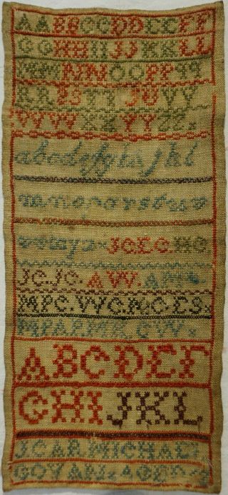 Mid 19th Century Scottish Alphabet Sampler By J Carmichael Of Govan - C.  1850