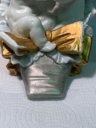 Antique 19th C Meissen Porcelain Figurine Of 2 Cherubs in a high heel Shoe 5