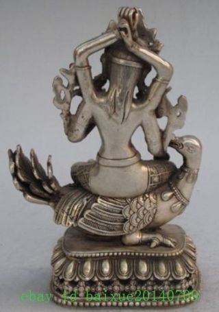 china old copper plating silver four arm guanyin the of Buddha statue e02 5