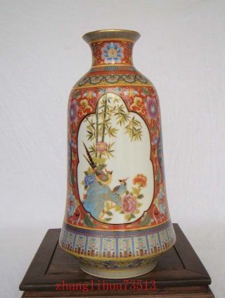250mm Handmade Painting Cloisonne Porcelain Vase Flower Bird YongZheng Mark Deco 2