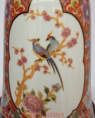 250mm Handmade Painting Cloisonne Porcelain Vase Flower Bird YongZheng Mark Deco 4