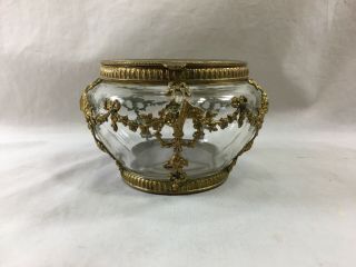 Fine antique French gilt bronze,  glass & enamel keepsake box 3