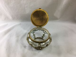 Fine antique French gilt bronze,  glass & enamel keepsake box 6