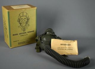 Wwii Us Army Air Forces Pilots Flight Oxygen Mask Type A - 14 W/ Box