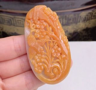 100 Natural Jade A Goods Hand - Carved Red Plum Magpie Jade 119