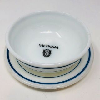 Rare Vtg Vietnam War Special Forces Pyrex Bowl And Plate Matching Pair 709 - 39