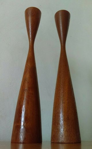 Vintage Mid Century Modern Danish Teak Candlesticks Digsmed Denmark 7