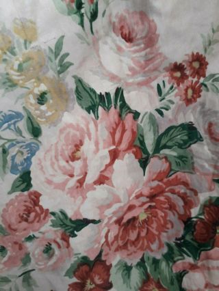 Vintage Fabric Curtains Sanderson Floral Roses Cotton Cottage Style