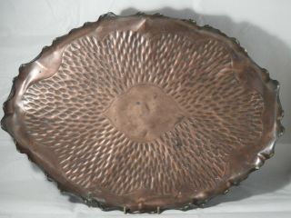 Antique? Copper Oval Tray Handcrafted? Arts & Crafts? 16 1/2 " (42cms) Long A/f