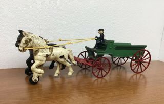 Antique Kenton Cast Iron Delivery Wagon Horse Drawn