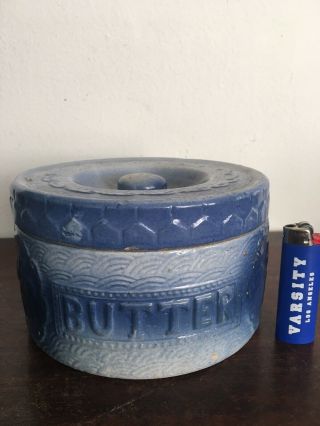 Late 19th C Stoneware Butter Crock W Lid No Damages Aafa