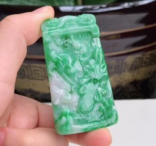 100 Natural Jade A Goods Hand - Carved Green Lotus Fish Jade 108