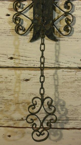 ANTIQUE SHOP KEEPERS BELL HAND WROUGH SCROLLED HEARTS IRON AND BRASS 4