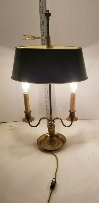 Empire Etched Bronze Bouillotte Lamp Late 19th/early 20th Adjustable Tole Shade