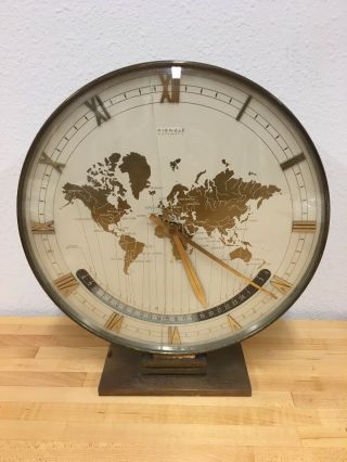 Vtg Kienzle World Time Zone Clock Heavy Brass Non -