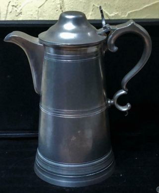 Large Antique American Pewter Flagon,  Possibly " Reed & Barton ",  C.  1850