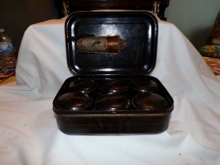 Antique - Spice Box Set - 6 Spice Tins - Great Complete Set W/ Grater