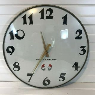 Huge Vintage Hammacher Schlemmer Wall Clock W/ Elves - Glass Case - 18 " Diameter