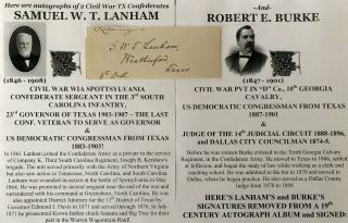 Civil War Confederate Texas Vets Governor Congressman Autograph Signed 3rd Sc/ga