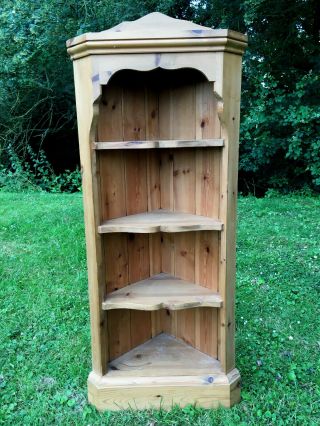 Antique Style Country Cottage Pitch Pine Wallmount Corner Shelf Cabinet Cupboard