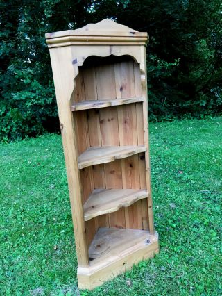 Antique Style Country Cottage Pitch Pine WallMount Corner Shelf Cabinet Cupboard 2