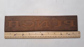 Vintage Punch Cigar Company Copper Printing Engraving Plate