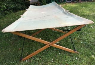 Antique Edwardian Campaign Camp Bed Canvas Wood Steel Folding Tent Camping C1910