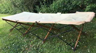 Antique Edwardian Campaign Camp Bed Canvas Wood Steel Folding Tent Camping c1910 2