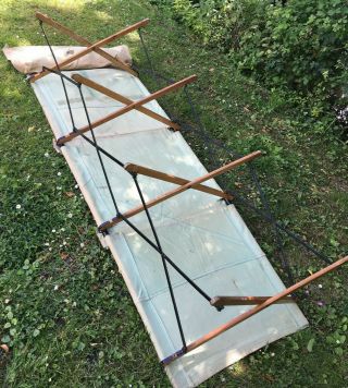 Antique Edwardian Campaign Camp Bed Canvas Wood Steel Folding Tent Camping c1910 3