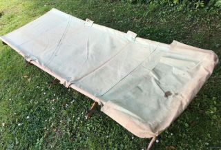 Antique Edwardian Campaign Camp Bed Canvas Wood Steel Folding Tent Camping c1910 4
