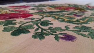 ANTIQUE VICTORIAN TEXTILE PIANO SHAWL.  EMBROIDERED.  STRONG COLORS.  63.  5 x 54.  5in 2
