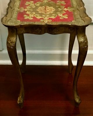 Small Vintage Italian Gold Red Florentine RESIN End Table Nesting PLASTIC Italy 2