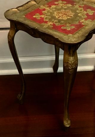 Small Vintage Italian Gold Red Florentine RESIN End Table Nesting PLASTIC Italy 3