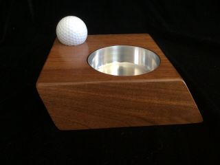 Mid Century Teak Golf Ball Display Coin Tray Desk Accessory