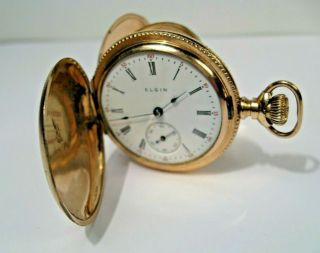 Antique 1913 Elgin Pocket Watch Gold Filled.  Runs & Keeps Time.  No Crystal.