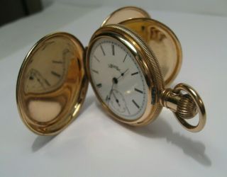Antique 1925 Elgin Pocket Watch Gold Filled.  Runs & Keeps Time.  No Crystal.