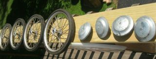 Four Storkline Baby Buggy Carriage Wheels 10 " Vintage 1940 